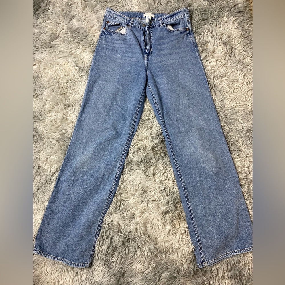 H&M Blue Flare Wide Leg Jeans